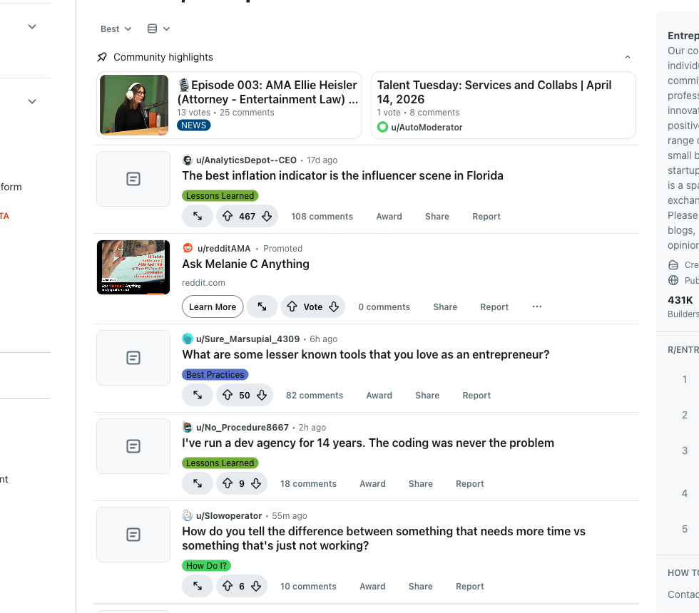 Example of a Reddit promoted post displayed in the Reddit feed with the Promoted label visible next to organic discussions